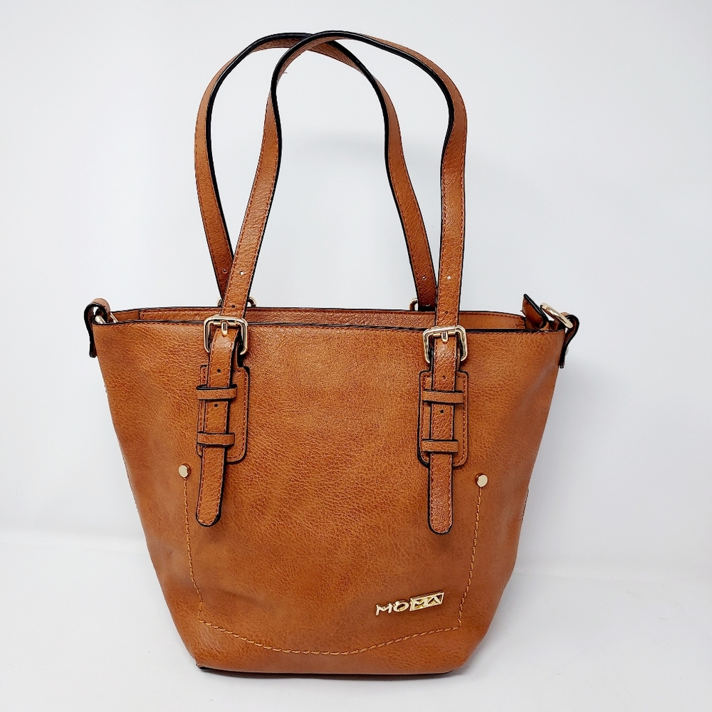 Moma Caramel Brown Large Faux Leather Shoulder Bag